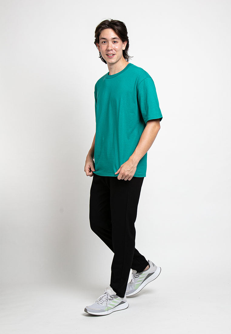 Forest Premium Weight Cotton Linen Knitted Boxy Cut Crew Neck Tee T Shirt Men | Baju T Shirt Lelaki - 621218