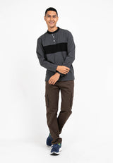 Forest Premium Weight Cotton Slim Fit Mandarin Collar Long Sleeve T Shirt Men | T Shirt Lelaki Lengan Panjang - 621308