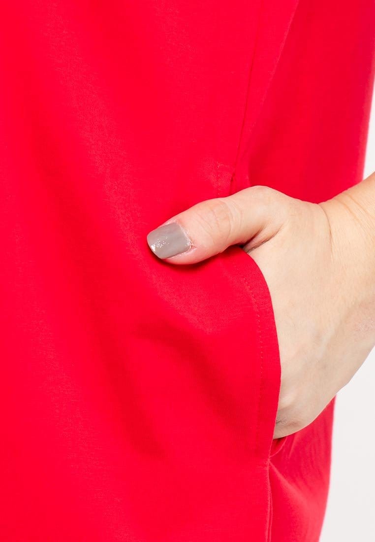 Ladies Premium Cotton Round Neck Pocket Plain Dress - 822013