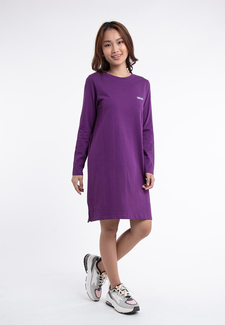 Ladies Long Sleeve 100% Cotton Round Neck Dress - 822067