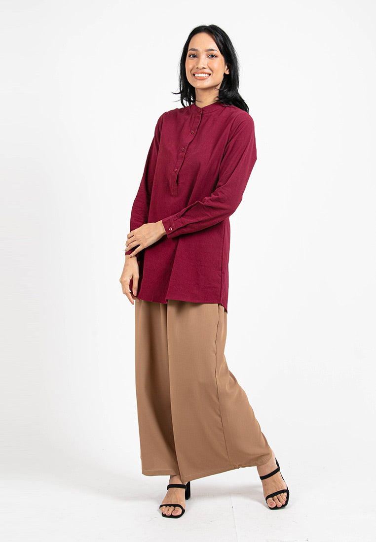 Ladies Long Sleeve Stand Collar Blouse - 822090