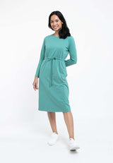Forest Ladies Premium Cotton Long Sleeve Casual Drawstring Women Dress - 822126