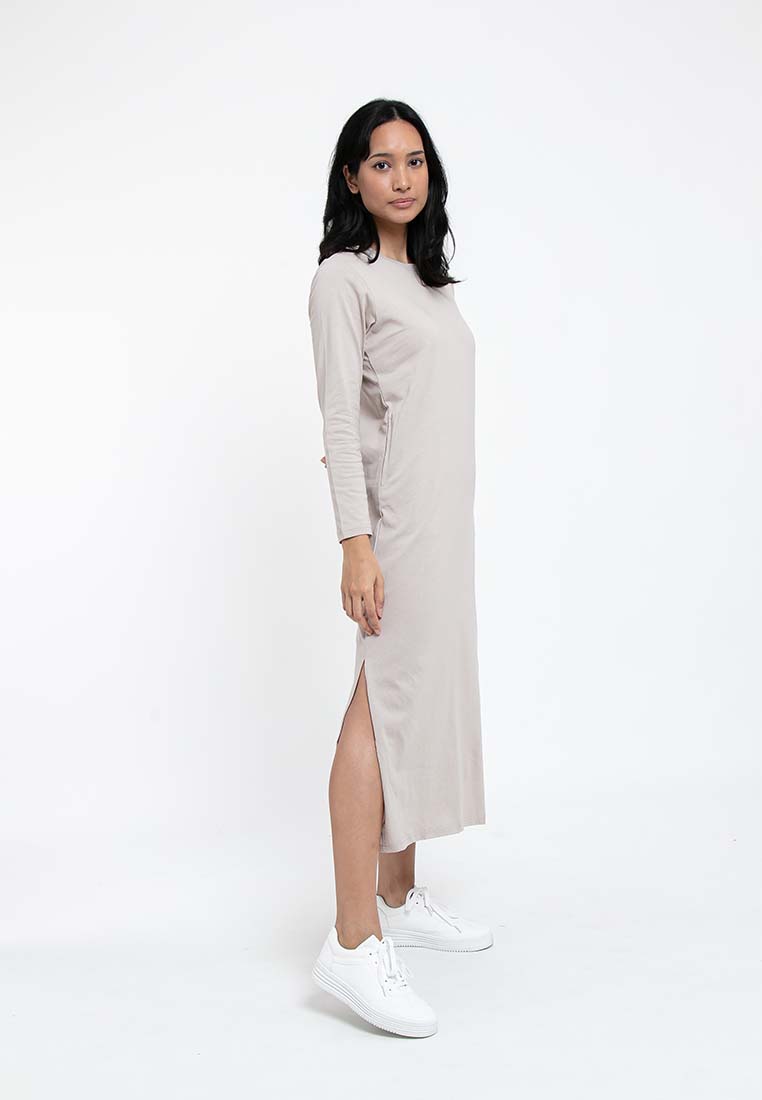 Forest Ladies Premium Cotton Linen Hand Feel Long Sleeve Casual Women Maxi Dress - 822127