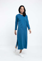 Forest Ladies Premium Cotton Linen Hand Feel Long Sleeve Casual Women Maxi Dress - 822127