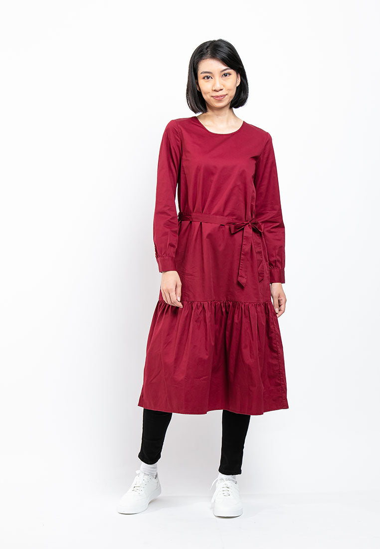 Forest Ladies Long Sleeve Woven Regular Cut Fashion Women Dress | Baju Perempuan Blouse - 822163