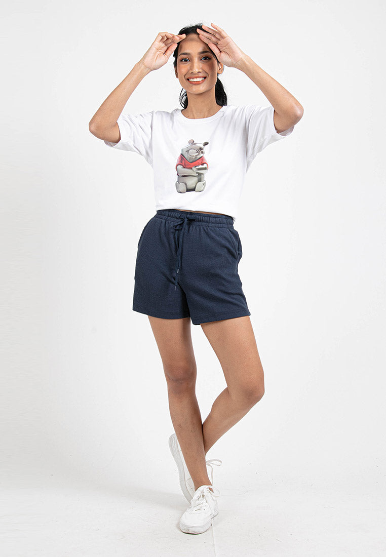 Forest Ladies Waffle Cotton Shorts Pants Plain Elastic Women Casual Shorts | Seluar Pendek Perempuan - 860158