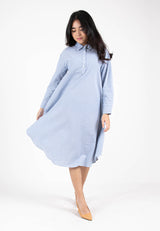 Forest Ladies Cotton Stripe Loose Midi Shirt Dress | Baju Perempuan - 885031