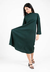 Forest Ladies Woven Long Sleeve High Neck Midi Dress | Baju Perempuan - 885033