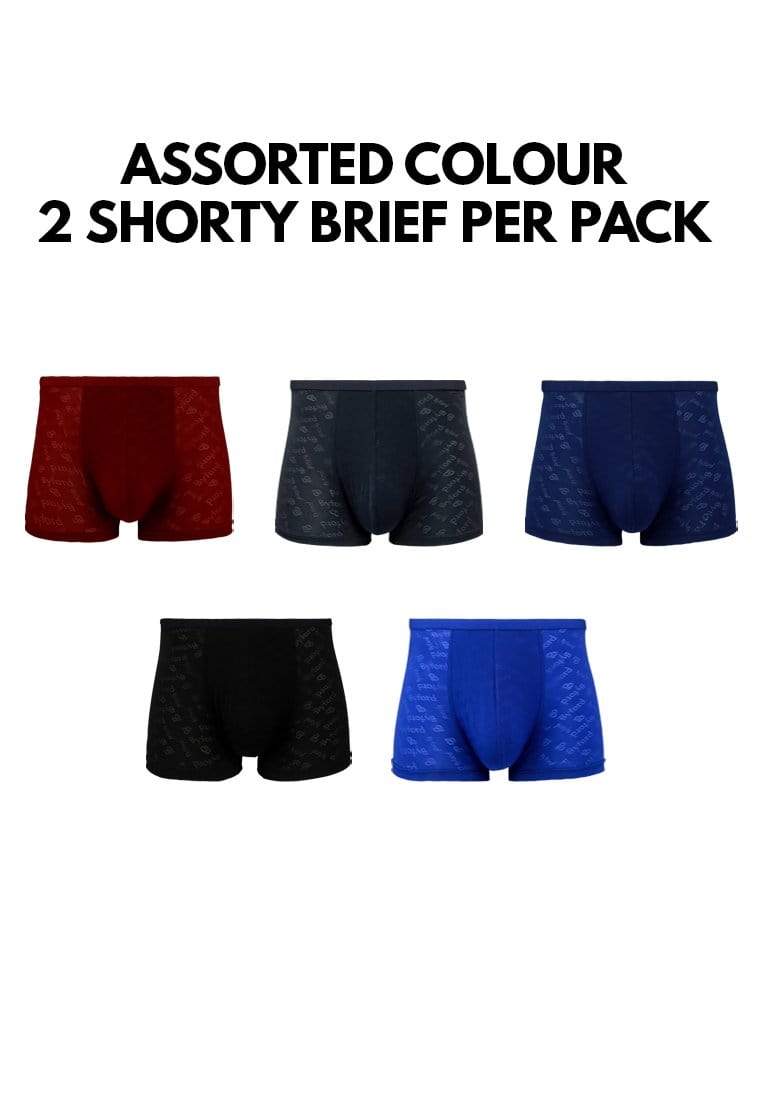 ( 2 Pieces ) Polyamide Spandex Shorty Brief Assorted Colours - BUB647S