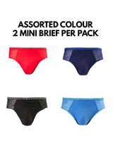 Microfiber Spandex Mini Briefs ( 2 Pieces ) Assorted Colours - BUB672M