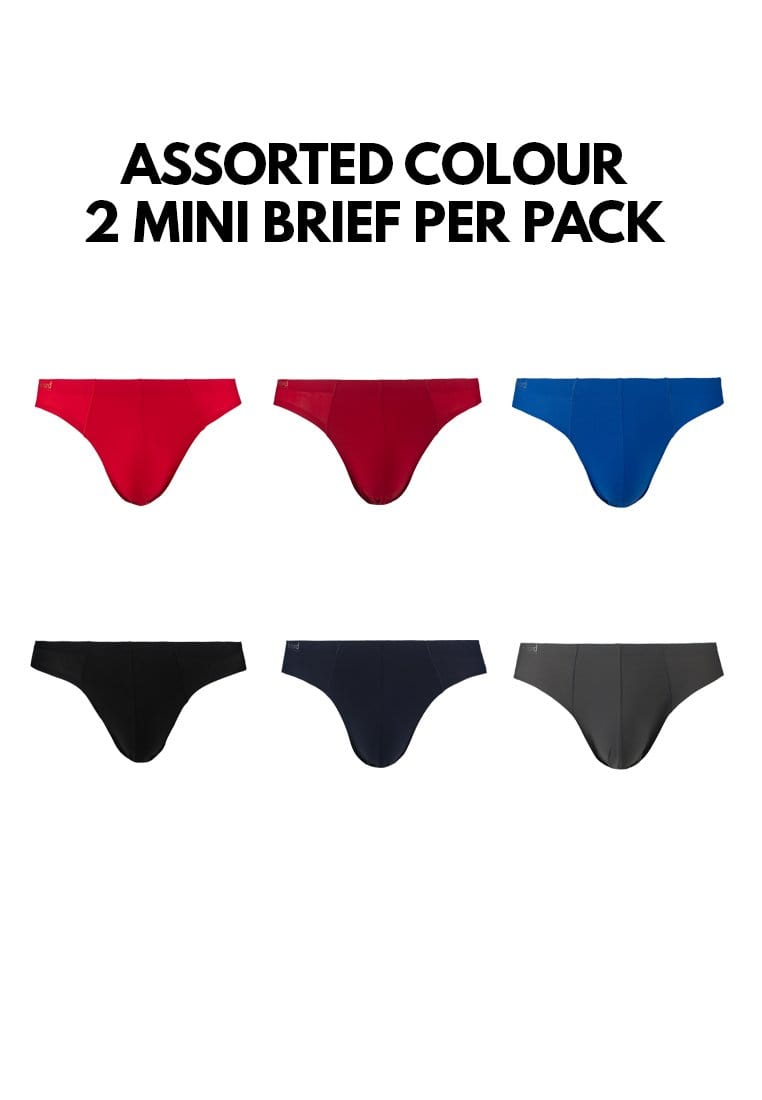 Nylon Spandex Mini Briefs ( 2 Pieces ) Assorted Colours - BUB682M