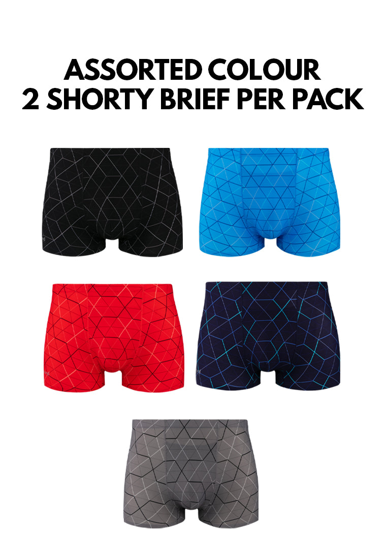 (2 Pcs) Byford Men Shorty Brief Nylon Spandex Men Underwear Assorted Colours - BUB690S