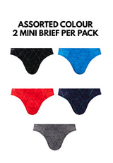 (2 Pcs) Byford Men Brief Nylon Spandex Men Underwear Assorted Colours - BUB689M