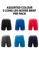 ( 2 Pieces ) Byford Microfiber Spandex Long Leg Boxer Briefs Assorted Colours - BUB693BB