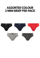 Bamboo Spandex Mini Brief ( 3 Pieces ) Assorted Colours - BUD5186M
