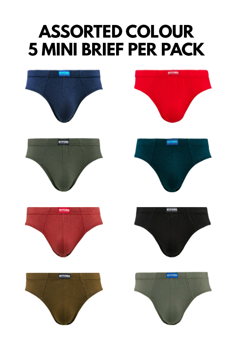 (5 Pcs) Byford Men Bamboo Spandex Men Underwear Assorted Colours - BUD5199M