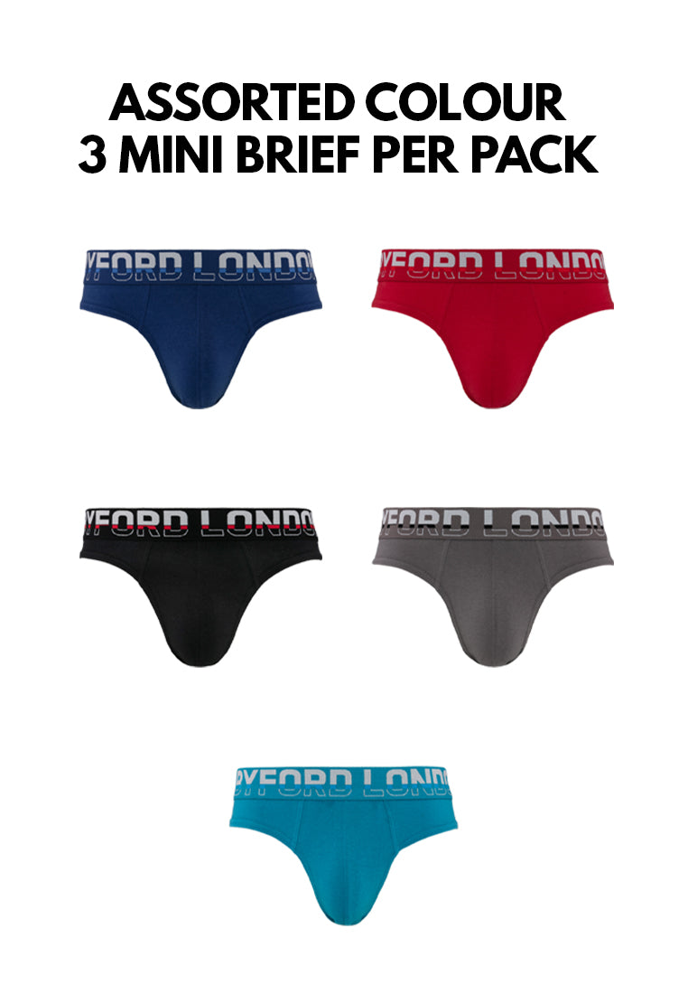 (3 Pcs) Byford Men Brief 100% Cotton Men Underwear Assorted Colours - BUD5200M