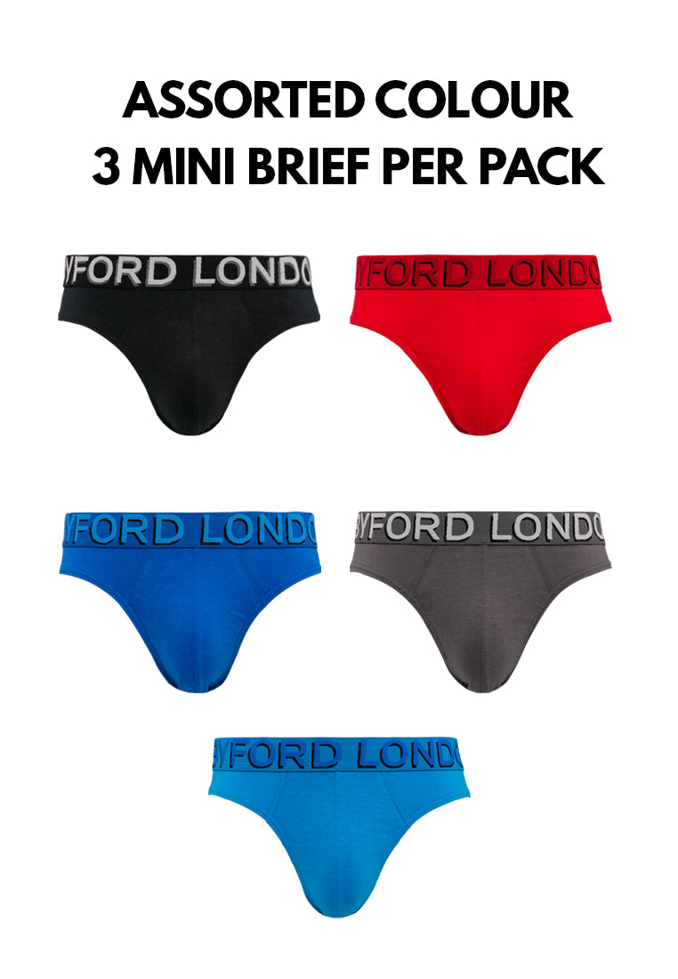 (3 Pcs) Byford Men Brief 100% Cotton Men Underwear Assorted Colours - BUD5202M