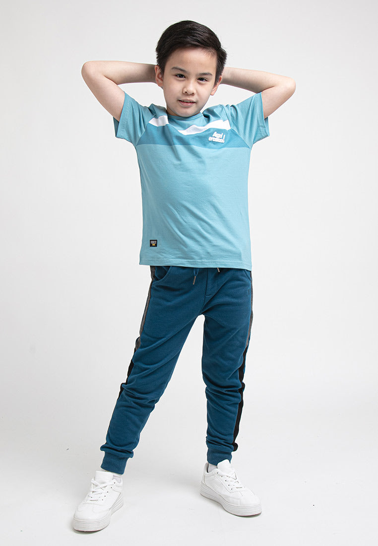 Forest Kids Colour Block Stretchable Round Neck Tee | Baju T Shirt Budak - FK20127