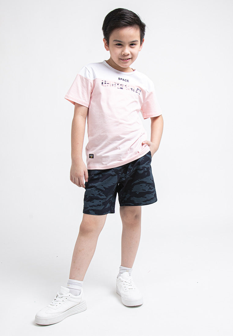 Forest Kids Colour Block Stretchable Round Neck Tee | Baju T Shirt Budak - FK20135