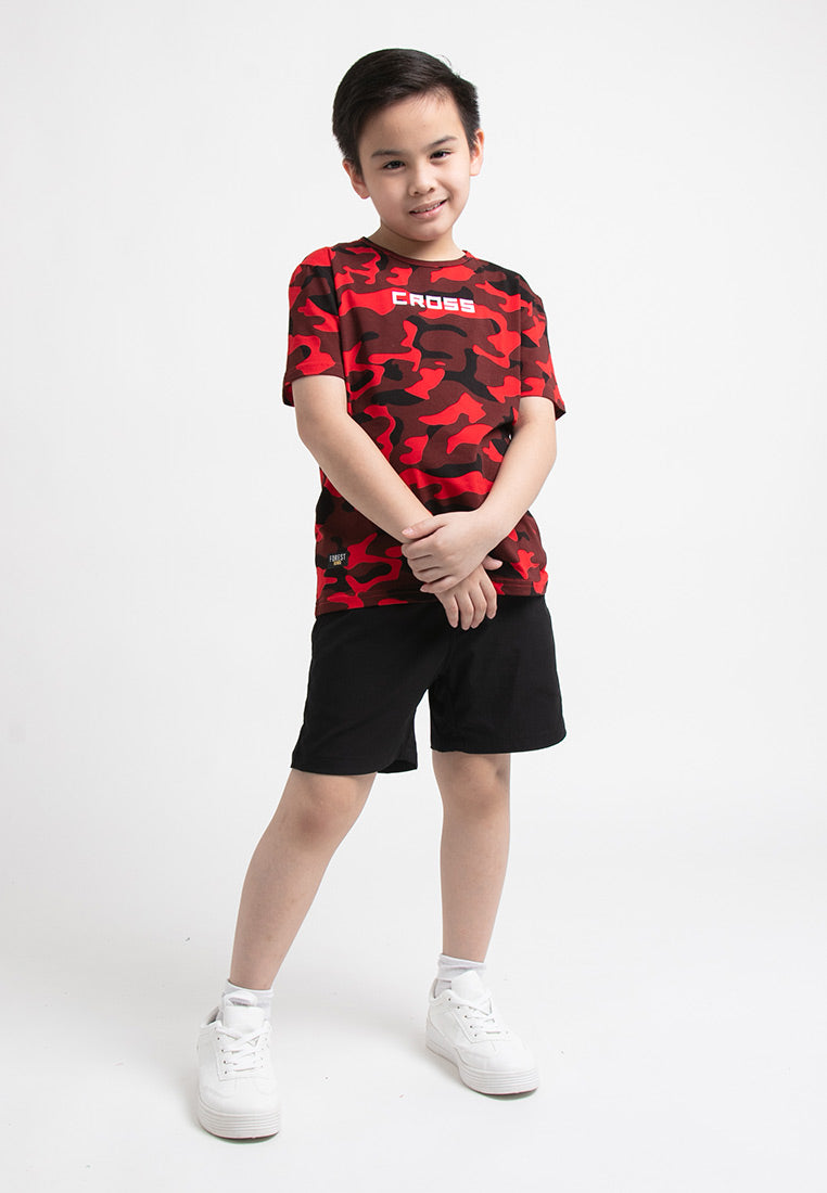 Forest Kids Camouflage Stretchable Round Neck Tee | Baju T Shirt Budak - FK20136