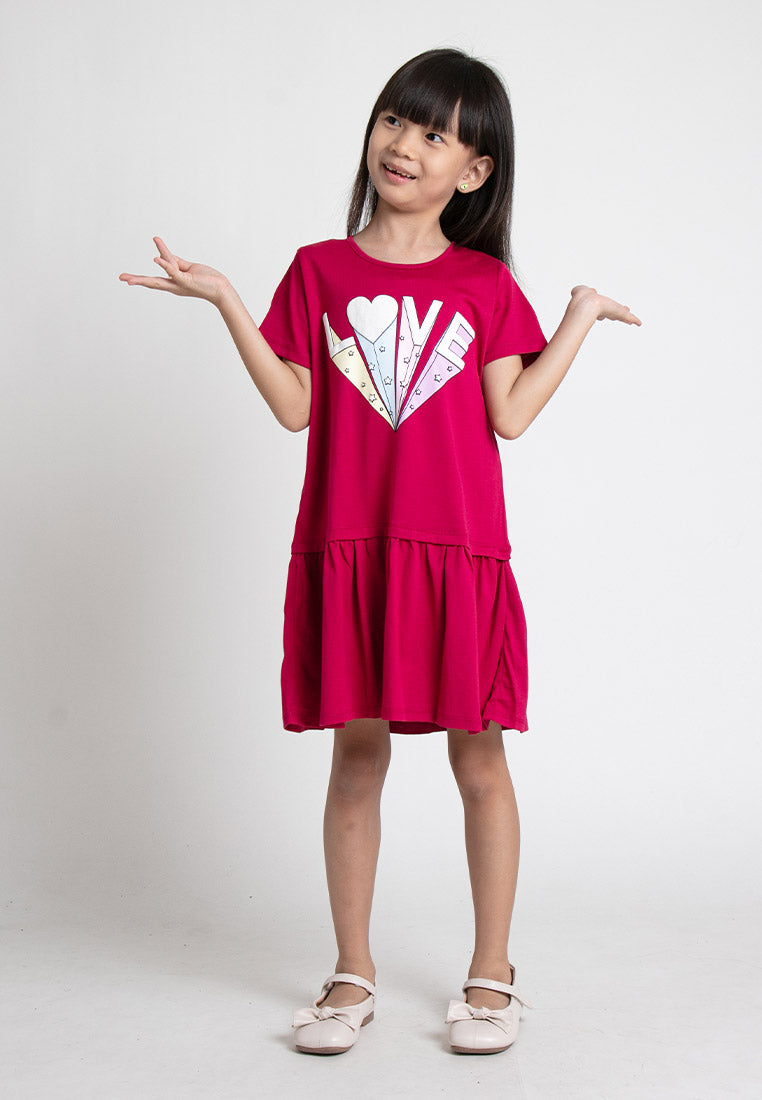 Forest Kids Girl Printed Short Sleeve Kids Dress | Baju Budak Perempuan Pakaian Dresses  - FK885007