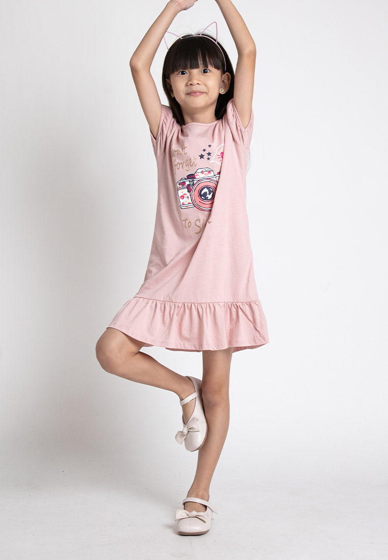 Forest Kids Girl 100% Cotton T Shirt Girls Graphic Round Neck Dress | Baju Budak Perempuan - FK885010