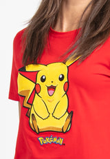Forest Ladies Pokémon Coral Fleece Textured Embroidered Pikachu Round Neck Tshirt Women | T Shirt Perempuan - FP821000