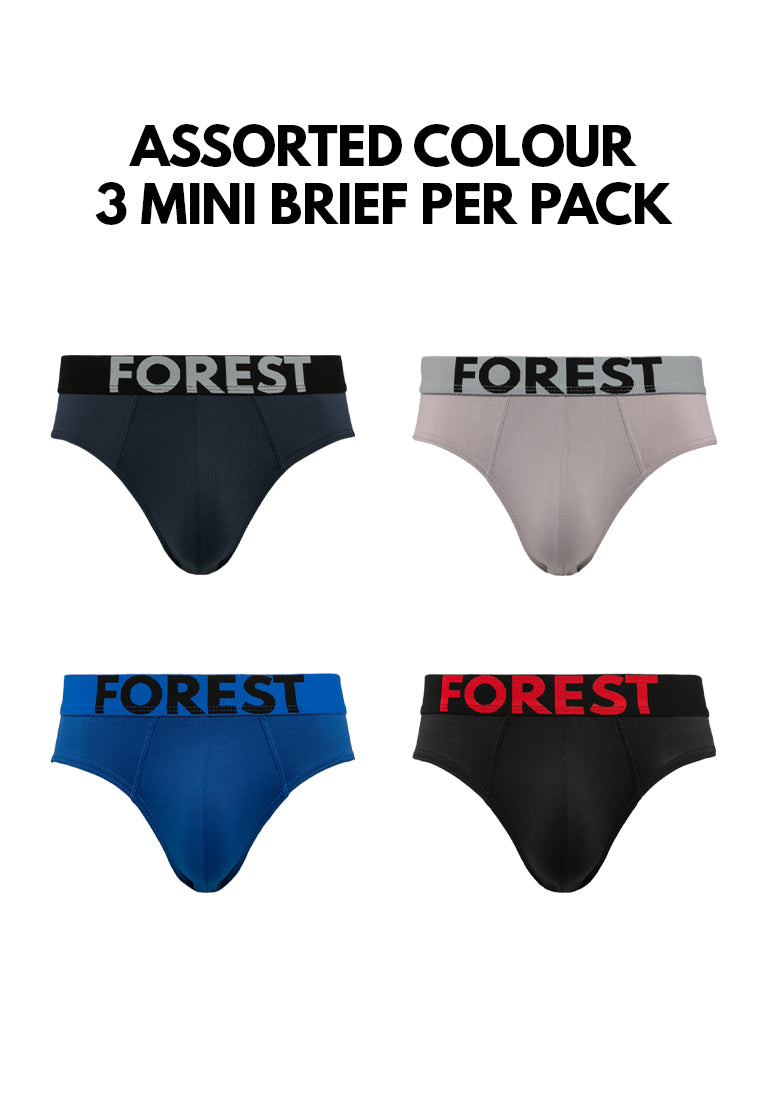 (3 Pcs) Forest Men Brief Micro Fibre Men Underwear Assorted Colours - FUD0087M