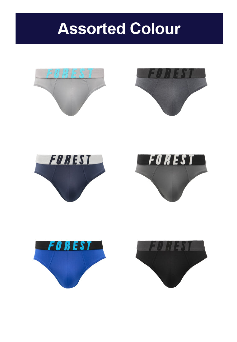 (3 Pcs) Forest Men Brief MicroFibre Spandex Men Underwear Assorted Colours - FUD0094M