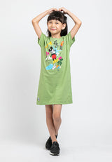 Forest X Disney Girl Printed Short Sleeve Kids Dress | Baju Budak Perempuan Girl Dresses - FWK82006