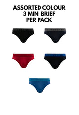 (3 Pcs) Mossimo Mens Mini Brief Microfiber Spandex Underwear Assorted Colour - MUD0046M