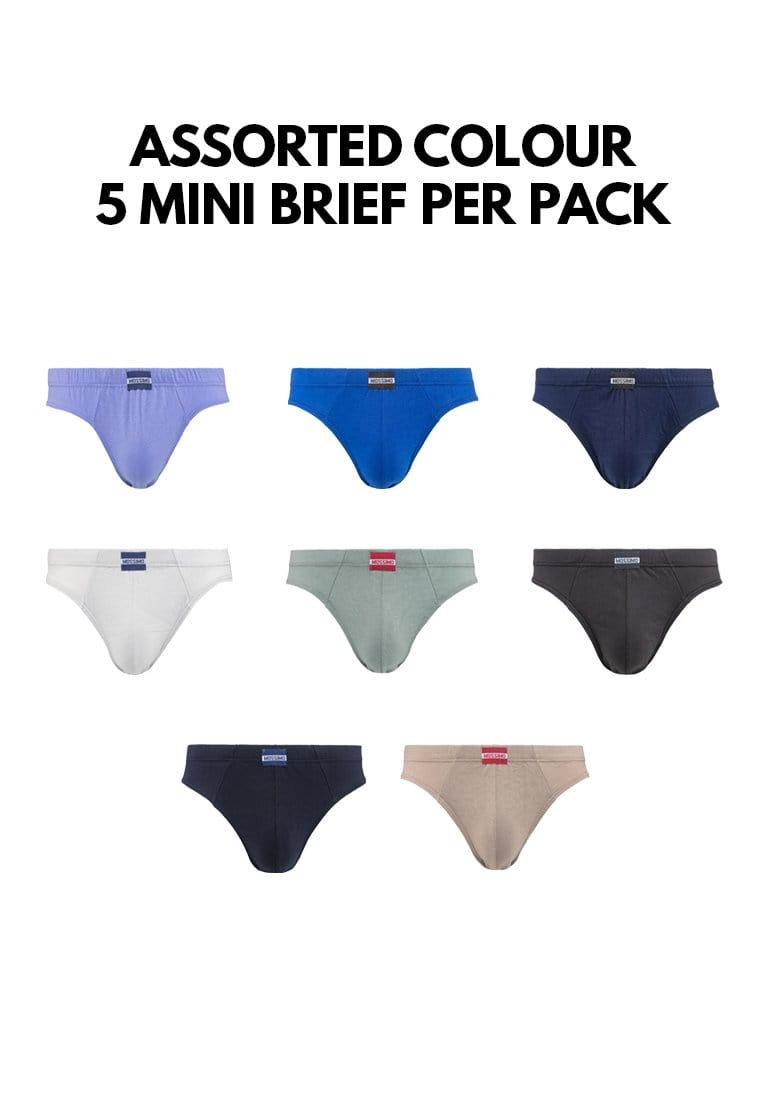 (5 Pcs) Mossimo Men Brief 100% Cotton Men Underwear Assorted Colours - MUD0041M