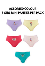 (5 Pcs) Forest x Disney Kids Girl 100% Cotton Mini Brief Assorted Colours - WLJ0005M