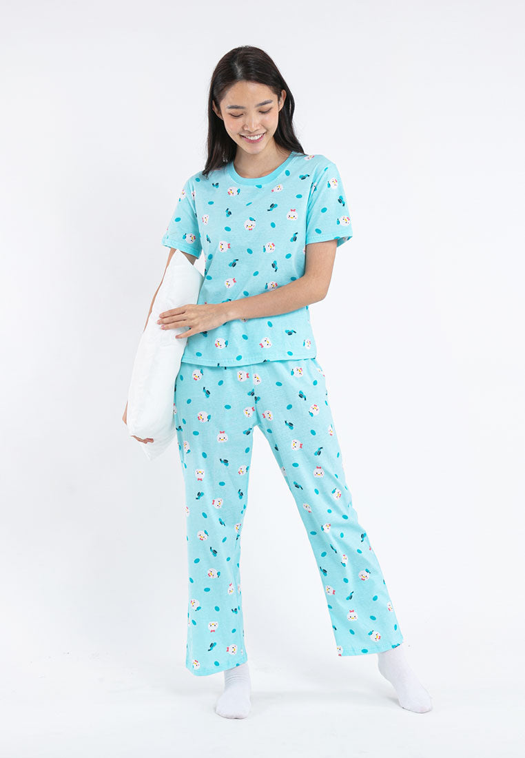 ( 1 Set ) Forest x Disney Ladies 100% Cotton Pyjamas Set Selected Colours - WPD0011