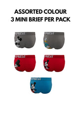 (3 Pcs) Forest x Disney Cotton Spandex Mens Mini Brief Assorted Colours- WUB1001M