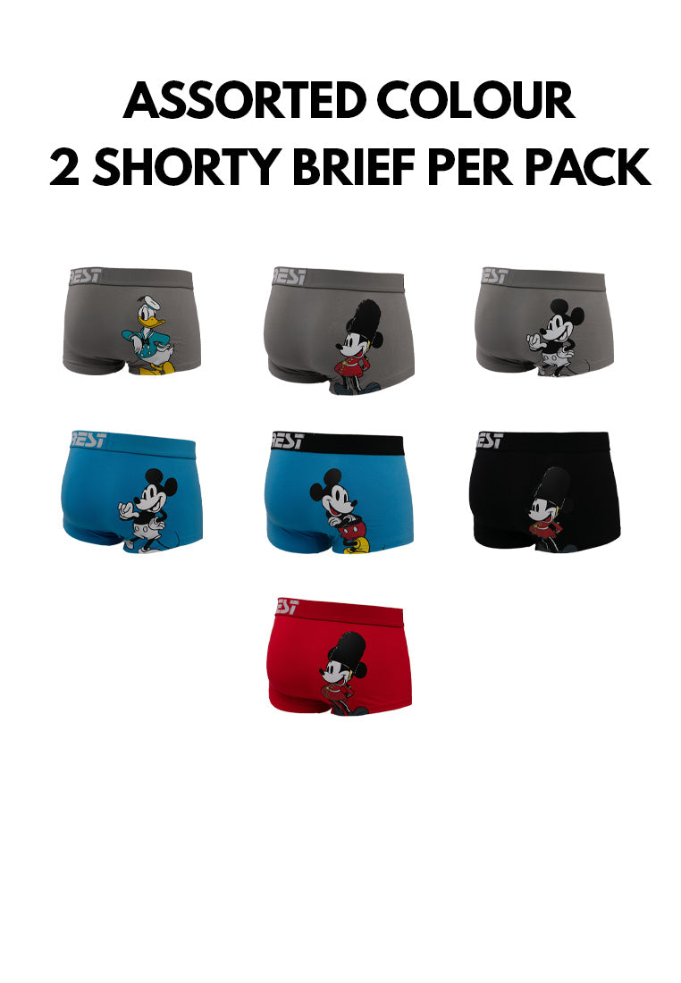 (2 Pcs) Forest x Disney Cotton Spandex Mens Shorty Brief Assorted Colours- WUB1002S