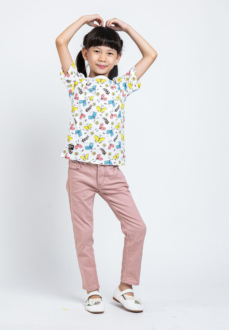Forest Kids 100% Cotton T Shirt Girls Graphic Round Neck Tee | Baju T Shirt Budak Perempuan - FK82006