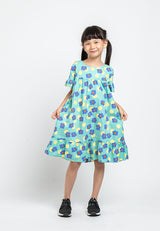 Forest Kids Girl Short Sleeve Kids Full Print Dress | Baju Budak Perempuan Girl Dresses - FK82010