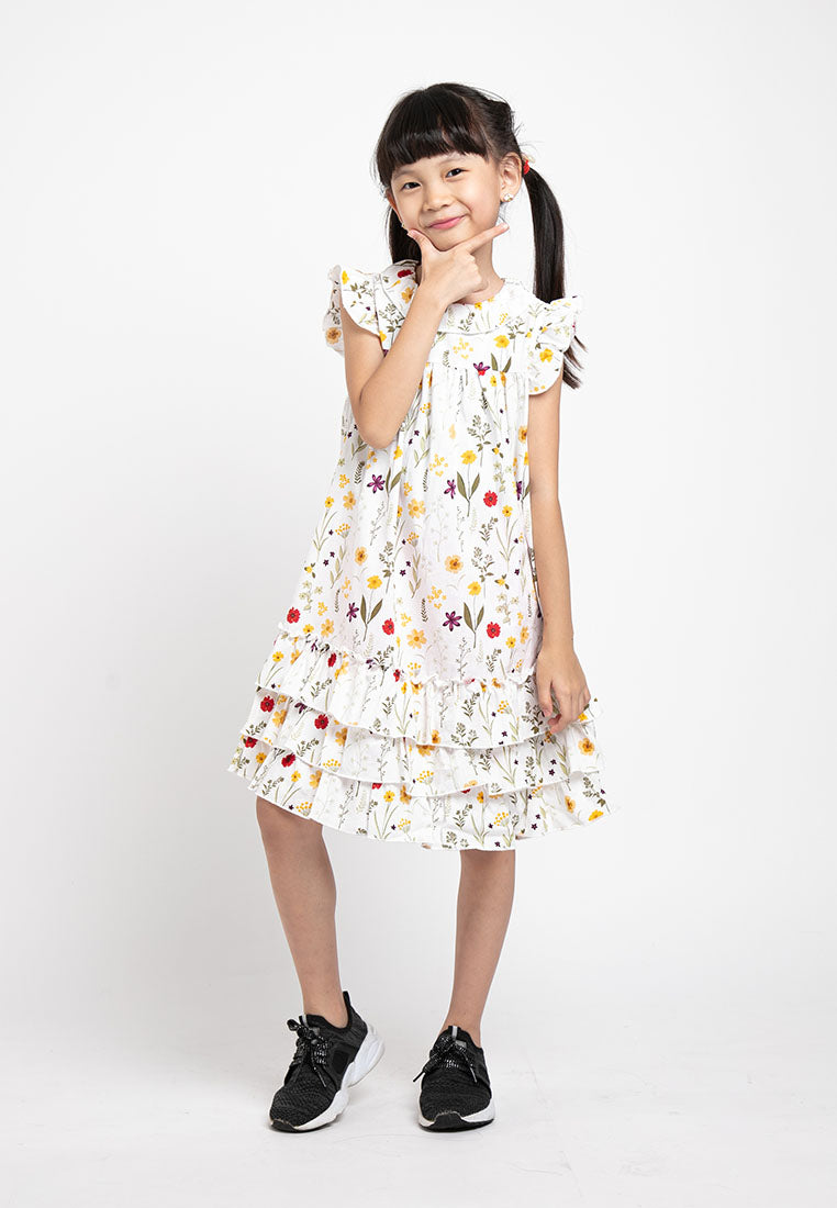 Forest Kids Girl Short Sleeve Kids Floral Dress | Baju Budak Perempuan Girl Dresses - FK82013