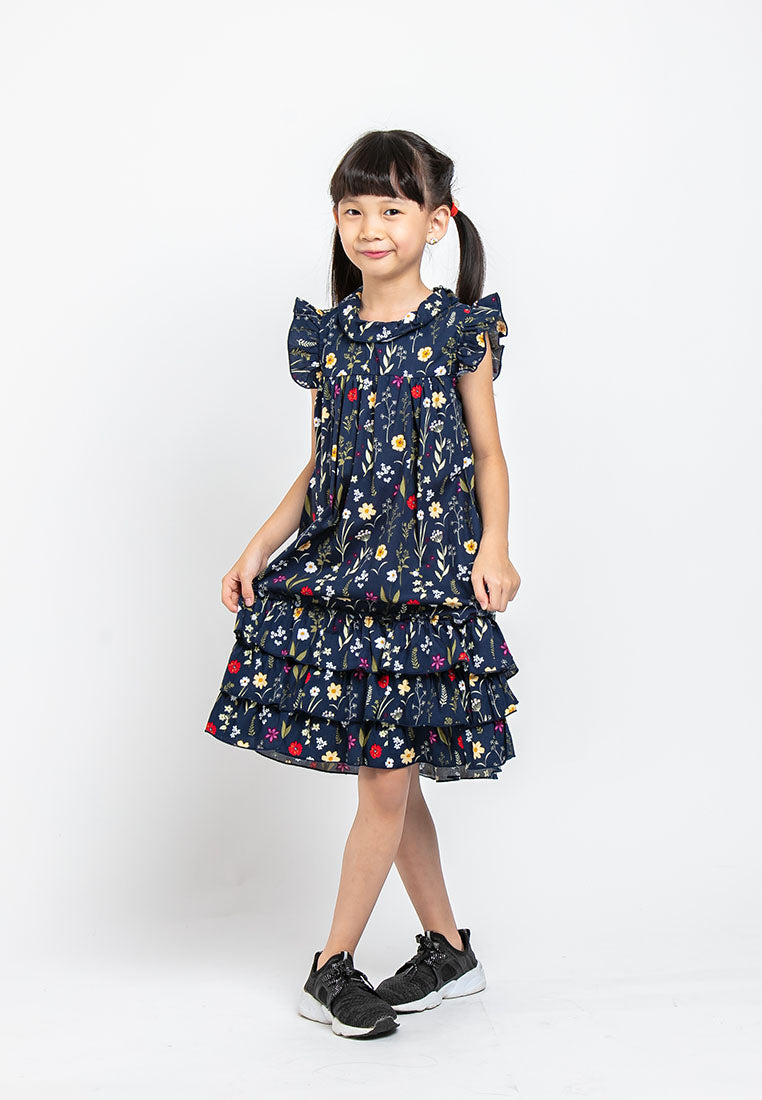 Forest Kids Girl Short Sleeve Kids Floral Dress | Baju Budak Perempuan Girl Dresses - FK82013