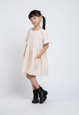 Forest Kids Girl Short Sleeve Kids Pocket Plaid Dress | Baju Budak Perempuan Girl Dresses - FK82015