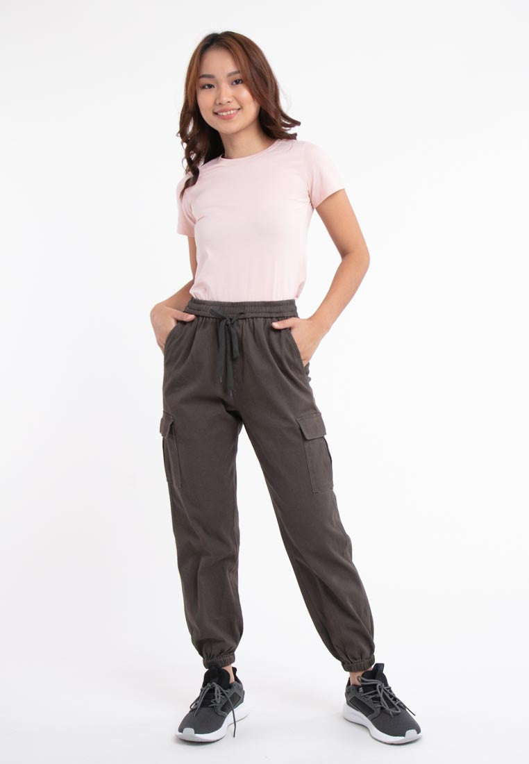 Forest Ladies Cotton Twill Elastic Waist Cargo Pants Women Jogger Long Pants | Seluar Cargo Perempuan  - 810442