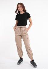 Forest Ladies Cotton Twill Elastic Waist Cargo Pants Women Jogger Long Pants | Seluar Cargo Perempuan  - 810442