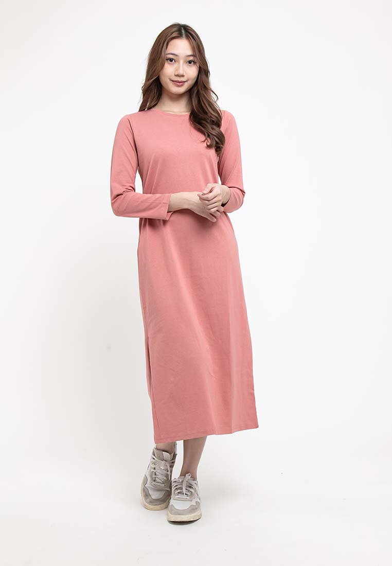 Forest Ladies Premium Cotton Linen Hand Feel Long Sleeve Casual Women Maxi Dress - 822127