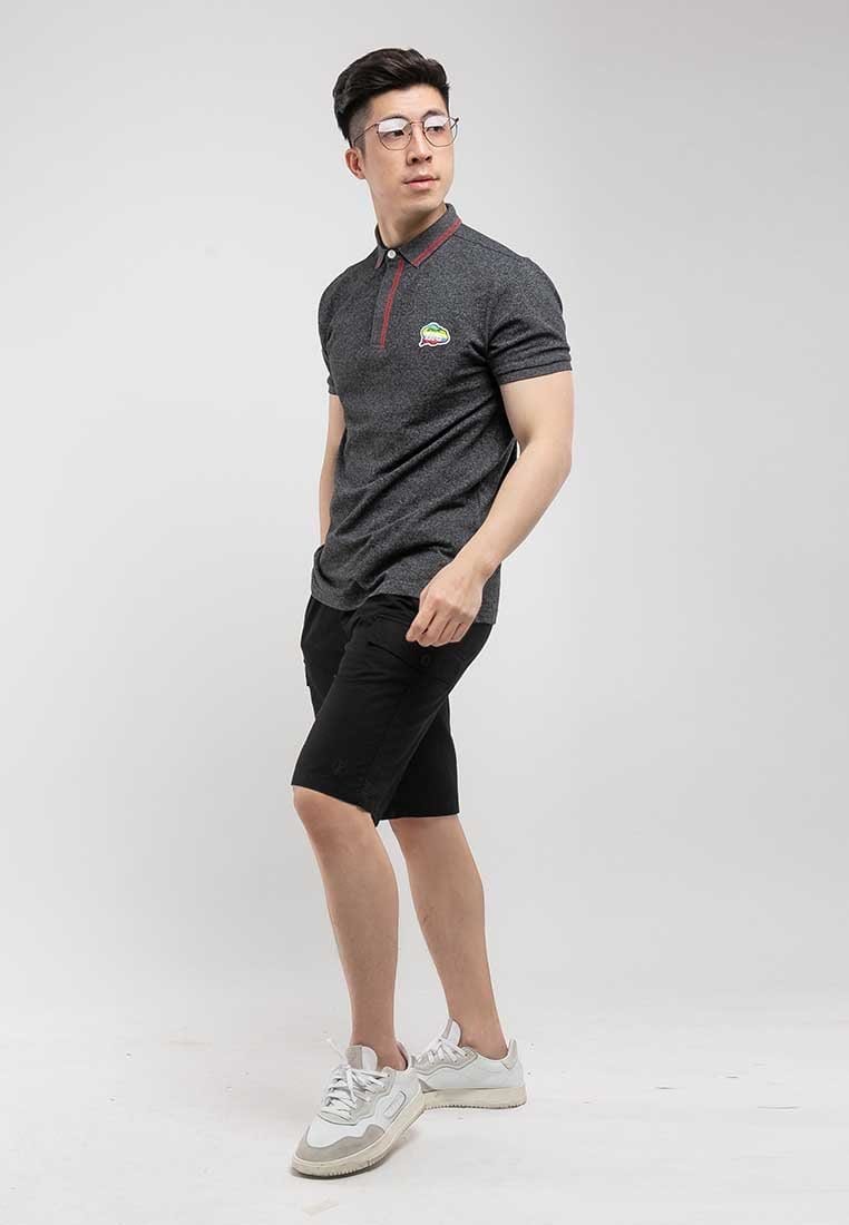Two Tone Pique Embroidery Slim Fit Polo - 23294