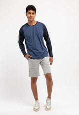 Forest 100% Cotton Round Neck Raglan Long Sleeve Plain Tee T Shirt Men | Baju T Shirt Lelaki Lengan Panjang - 23659