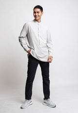 Forest Cotton Woven Long Sleeve Shirt Plain Men Shirt | Baju Kemeja Kurta Lelaki - 23691