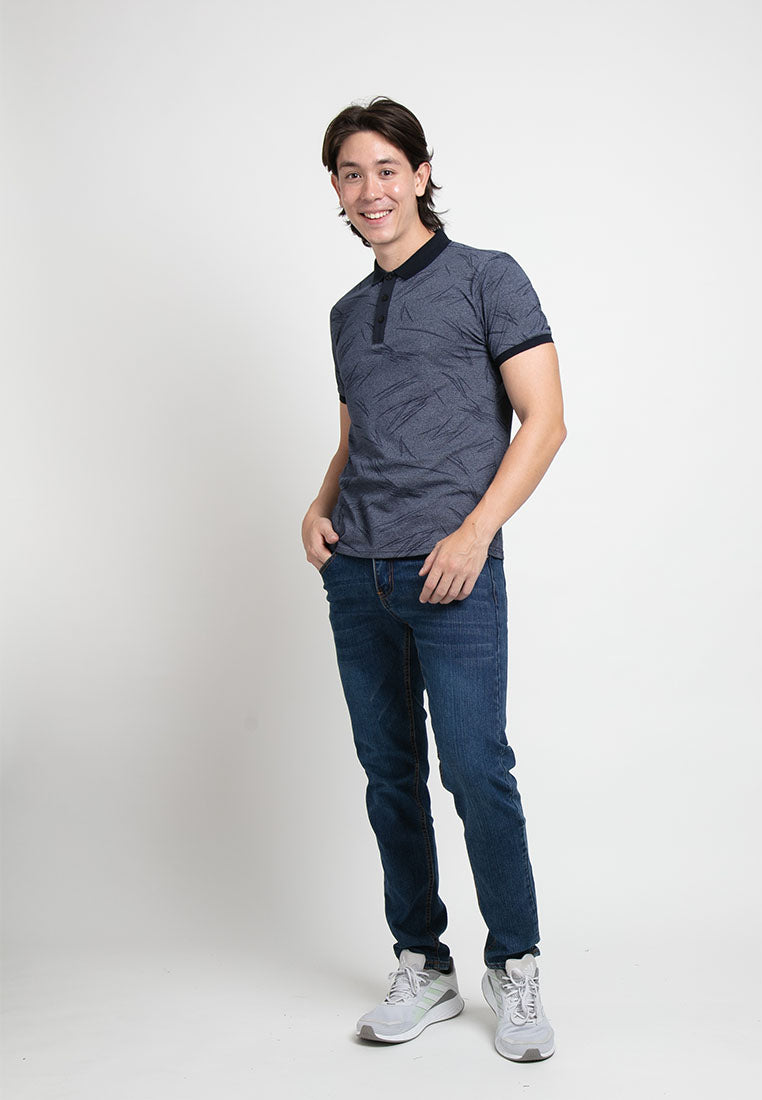Forest Slim Fit Full Print Collar T Shirt Men Polo Tee | Baju T Shirt Lelaki - 23697