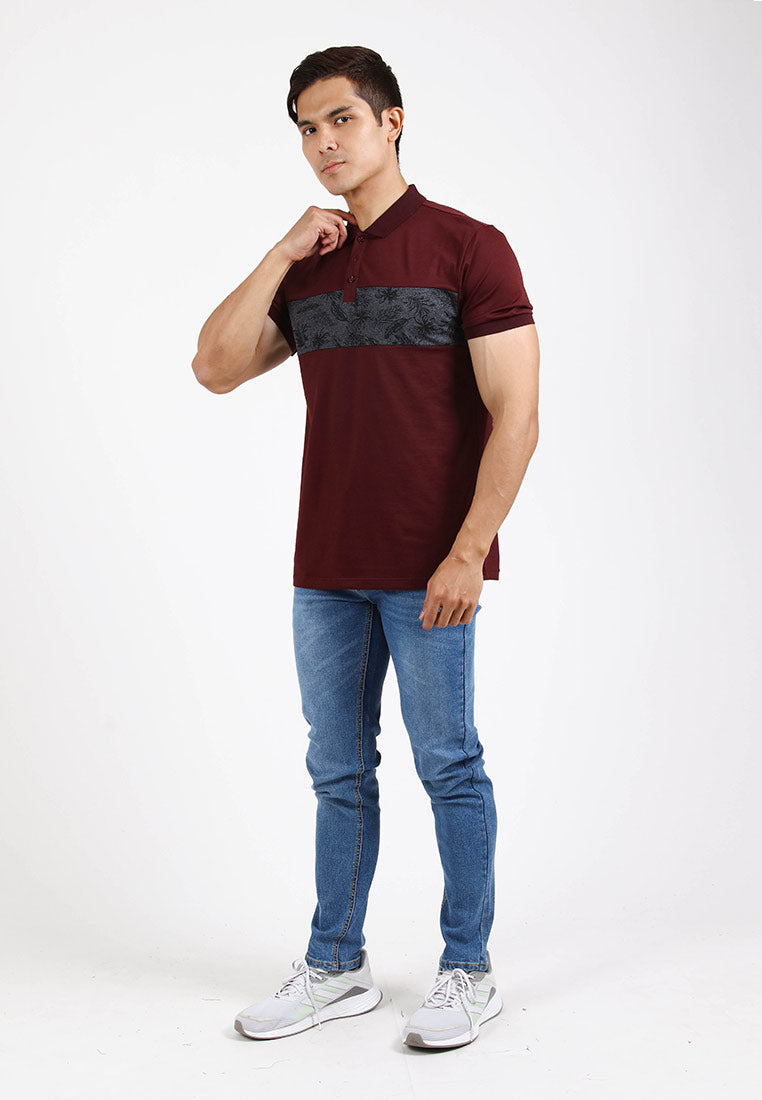 Forest Slim Fit Pattern Polo T Shirt Men Collar Tee | Baju T Shirt Lelaki - 23835